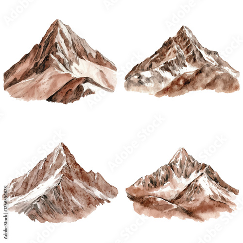 mont blanc mountain of high peak watercolor hand drawn illustration concept