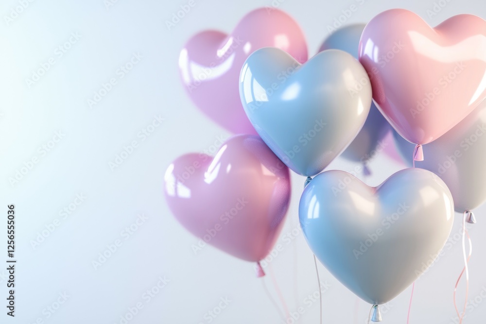 Bunch of balloons with pink and blue hearts Bunch of balloons with pink and blue hearts