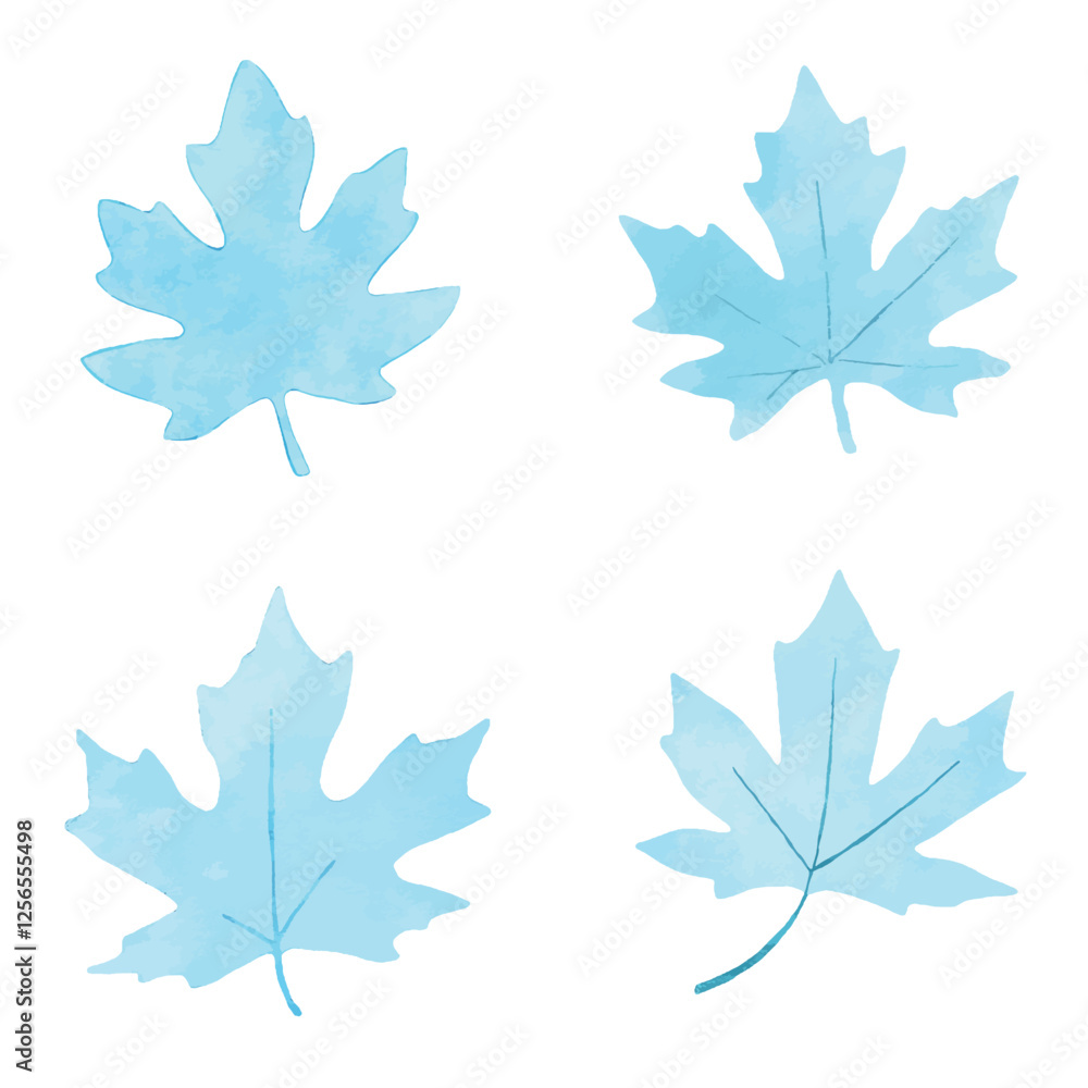 Obraz premium Maple leaf watercolor hand drawn set