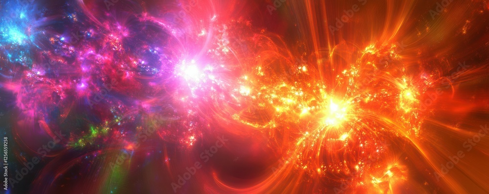 Obraz premium Vibrant cosmic explosion of colorful light and energy in space