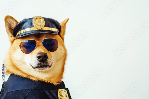 Wallpaper Mural Shiba Inu dog wearing sunglasses and a uniform in a police officer costume portrait photo. Torontodigital.ca
