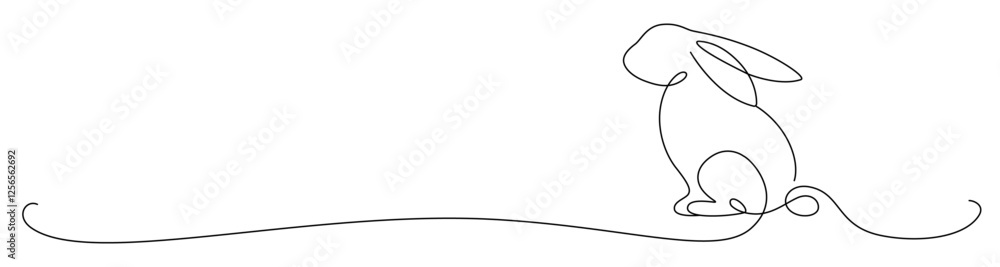 Minimalist line art of easter bunny with elegant swirling line design isolated on white background Minimalist line art of easter bunny with elegant swirling line design isolated on white background