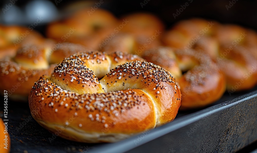 Delicious pretzels freshly baked in a cozy bakery during a sunny morning Delicious pretzels freshly baked in a cozy bakery during a sunny morning