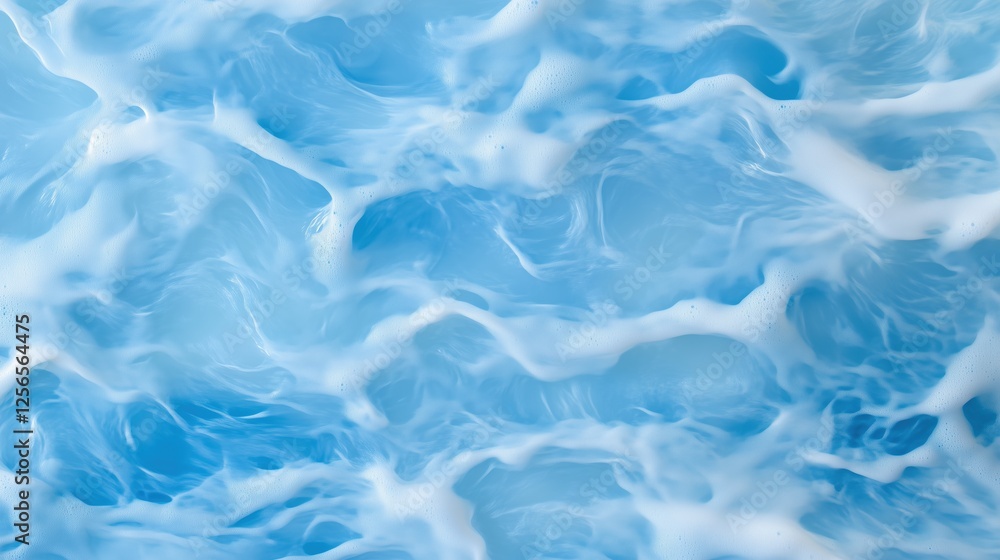 Ocean Water Texture: Abstract aerial view of swirling ocean water, showcasing a captivating blend of light blue hues and white foam. Ocean Water Texture: Abstract aerial view of swirling ocean water, showcasing a captivating blend of light blue hues and white foam.