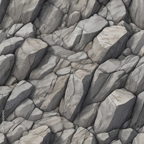 Rock Formation: A textured, photorealistic portrayal of rugged rock formations showcases the intricate details of natural stone.