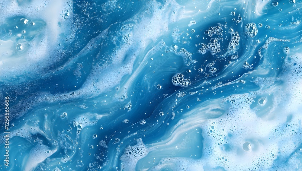 Blue Water Background with Underwater Waves and Bubbles Blue Water Background with Underwater Waves and Bubbles
