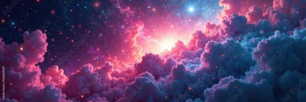 Cosmic nebula with holographic mist, space, nebula, misty Cosmic nebula with holographic mist, space, nebula, misty