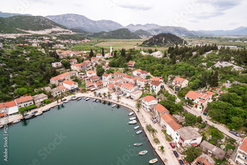 Scenic Aerial View of Rogotin Village in Southern Croatia with Coastal Landscape photo