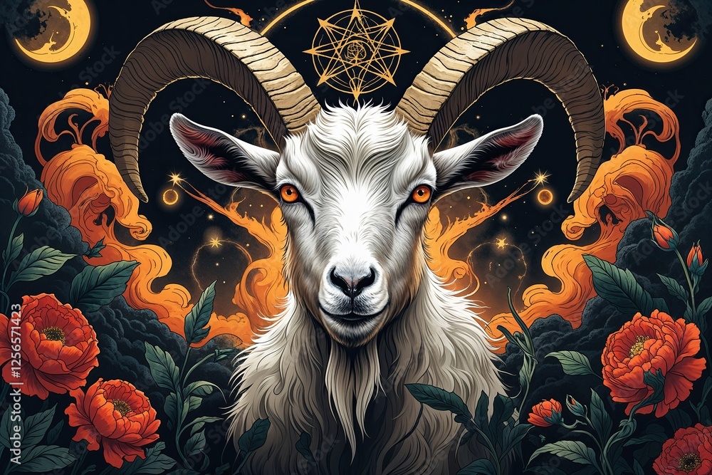 Unveiling the Goat: A Detailed Illustration Embracing Occultism and Dark Art Unveiling the Goat: A Detailed Illustration Embracing Occultism and Dark Art