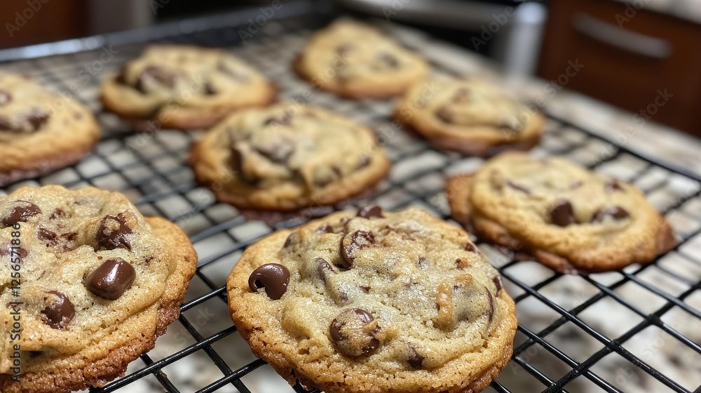Chocolate chip cookie, cartoon confectionery and sweet pastry. Isolated vector pastry, bakery with a golden-brown crunchy texture and multiple dark chocolate chips scattered across its cracked surface Chocolate chip cookie, cartoon confectionery and sweet pastry. Isolated vector pastry, bakery with a golden-brown crunchy texture and multiple dark chocolate chips scattered across its cracked surface