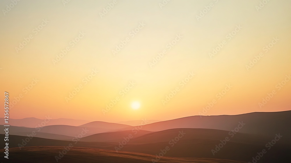 Serene Sunset Over Rolling Hills Landscape Serene Sunset Over Rolling Hills Landscape