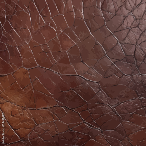 Luxury Brown Leather Texture: Capturing the fine details of rich, textured brown leather. This high-angle shot highlights the organic crack pattern and elegant surface.