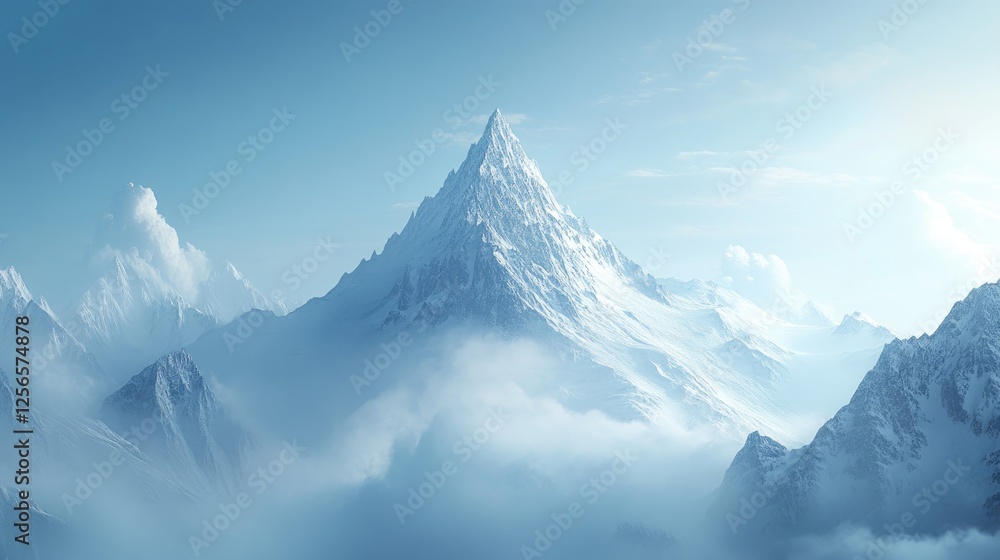 Majestic mountain peak under a clear, radiant sky. Majestic mountain peak under a clear, radiant sky.