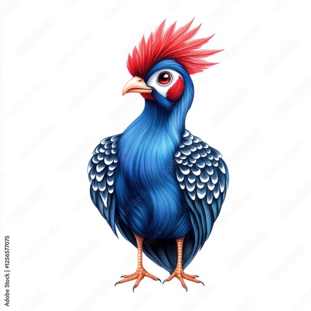 Fototapeta premium Colorful and Vibrant Bird with Blue Feathers and Red Crest, Ideal for Illustrations and Art Projects