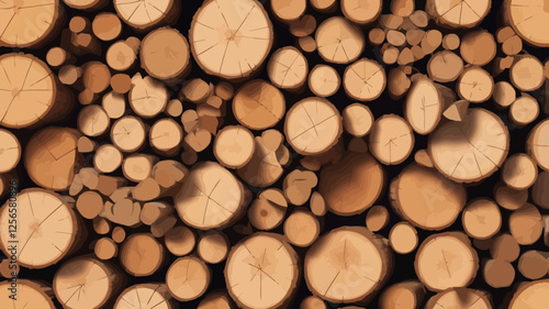 Stacked Logs: A close-up shot reveals a mesmerizing display of neatly stacked logs, their circular ends showcasing intricate textures and patterns of wood grain.