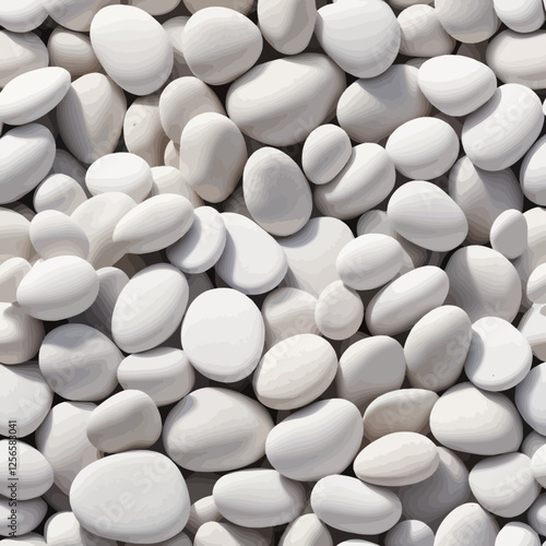 White Pebbles Texture: A calming image featuring a collection of smooth, white pebbles, creating a seamless texture ideal for backgrounds or design projects.
