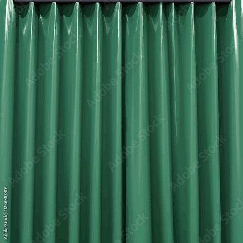 Emerald Curtain Drape: A close-up view of a richly textured, emerald green curtain drapes gracefully, casting soft shadows, offering a touch of elegance to any interior design.