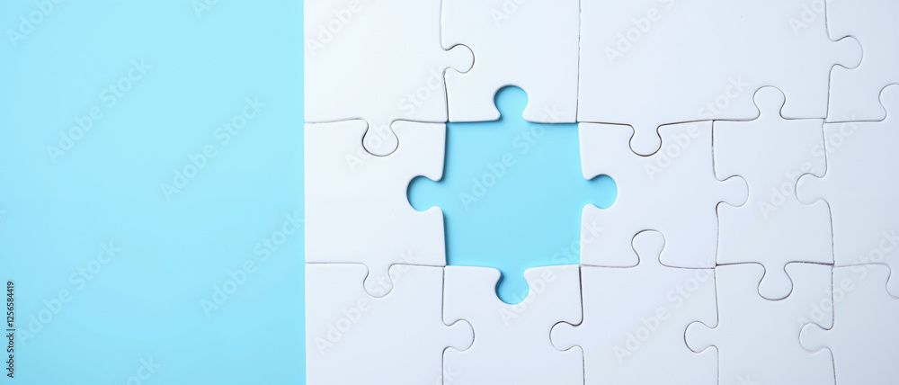 Puzzle pieces with a missing section against a light blue background conveying a sense of incompleteness and the need for resolution in the context of Insurance Policy Reviews Puzzle pieces with a missing section against a light blue background conveying a sense of incompleteness and the need for resolution in the context of Insurance Policy Reviews