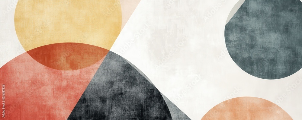 Abstract geometric art with circles and triangles in earth tones Abstract geometric art with circles and triangles in earth tones