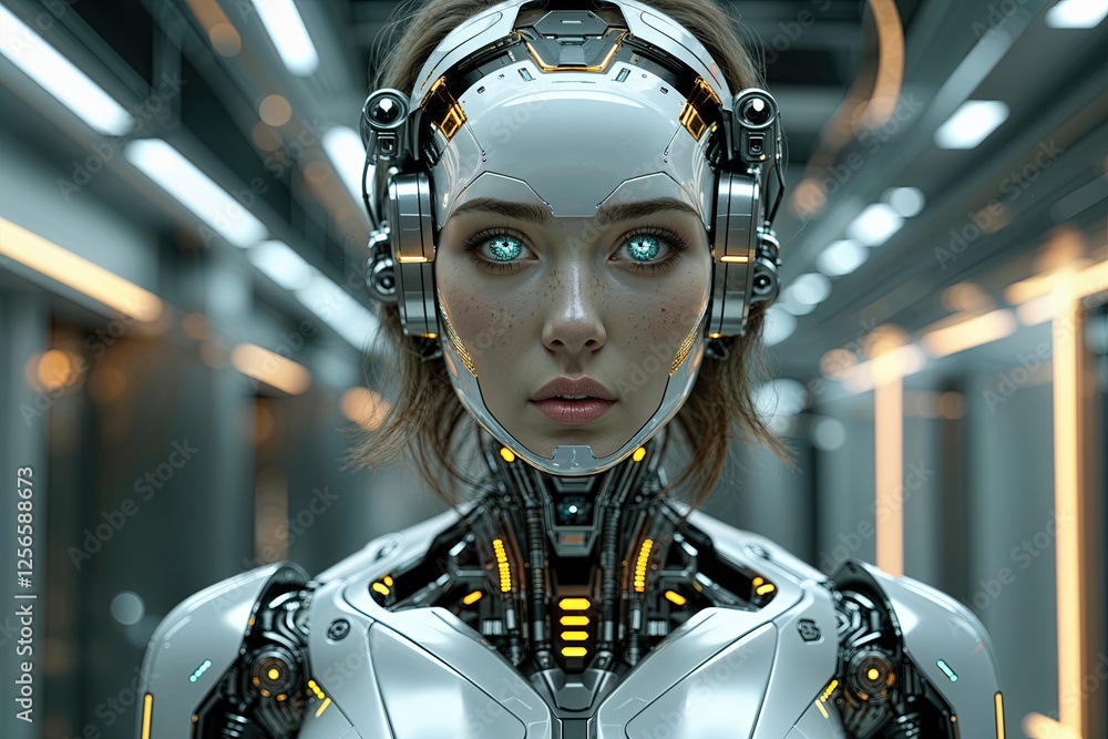 Futuristic Cyborg Lady Visual: An Advanced Digital Design Representation Futuristic Cyborg Lady Visual: An Advanced Digital Design Representation