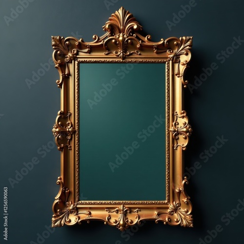 Antique, gilded mirror with an ornate, carved wooden frame and a rich, dark background, antique, wood, decor