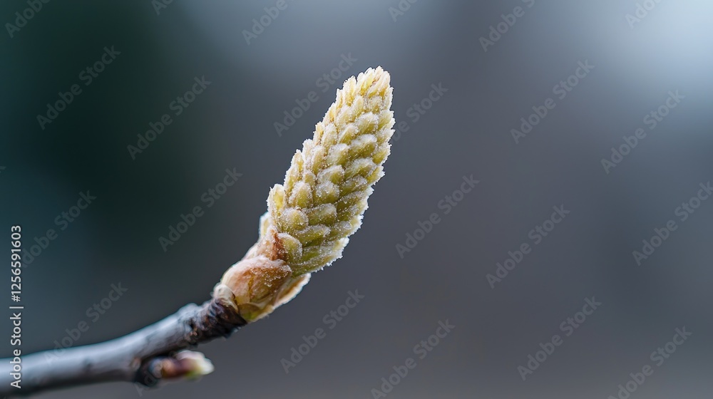 Naklejka premium Close-up of a spring bud on a branch