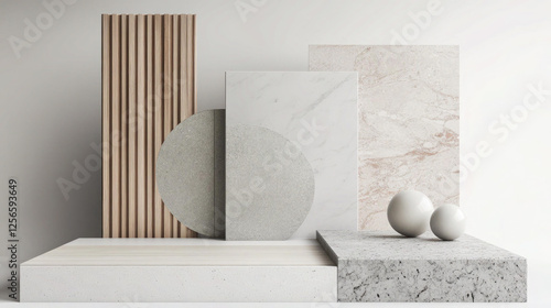 Modern Minimalist Interior Design with Wooden Paneling Marble and Stone Accents