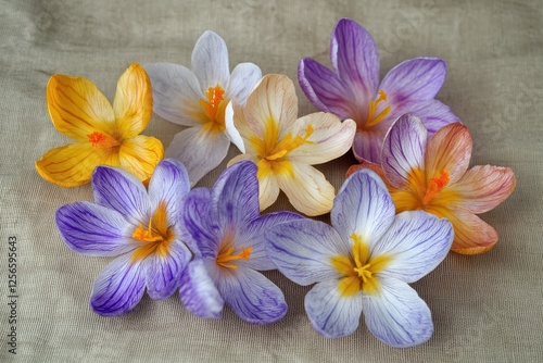 Crocus sieberi subsp sublimis Tricolor flowers photo