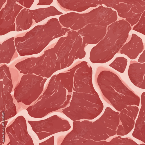 Texture of Fresh Cut Meat: a top-down, full-frame, graphic rendering of fresh cut meat, showcasing the intricate and aesthetic patterns of the muscle fiber
