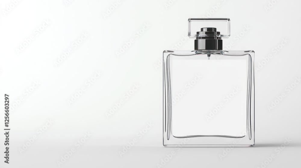 © julio - Clear Glass Perfume Bottle Mockup On White Background