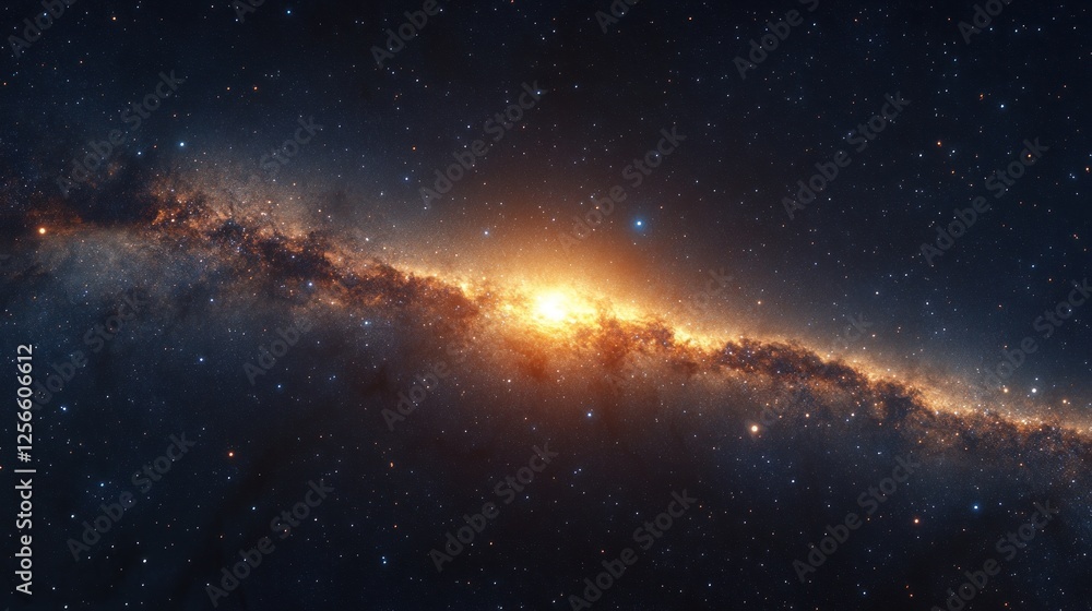 Fototapeta premium Stunning view of a galaxy with vibrant colors and bright stars, showcasing cosmic beauty and depth