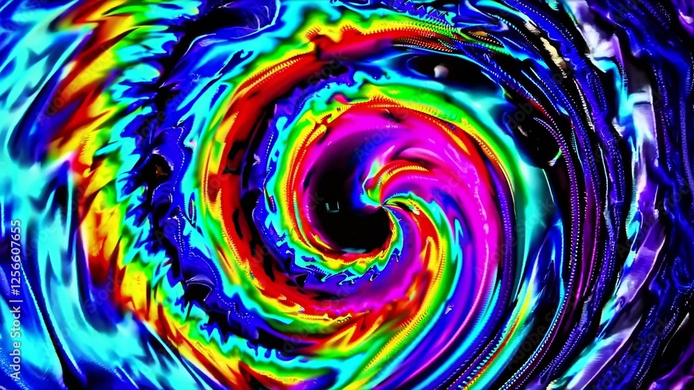 Bright, saturated colors swirl together, creating a mesmerizing vortex with a rainbow tunnel effect, evoking a sense of energy and movement Bright, saturated colors swirl together, creating a mesmerizing vortex with a rainbow tunnel effect, evoking a sense of energy and movement