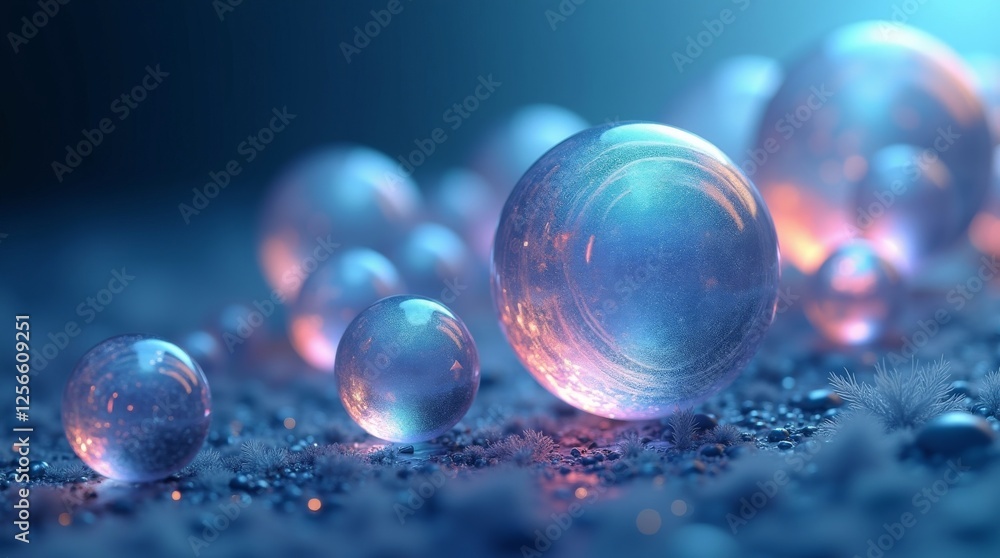 A mesmerizing digital artwork of glowing translucent bubbles scattered across a soft, textured surface. Perfect for backgrounds, abstract, or futuristic themes A mesmerizing digital artwork of glowing translucent bubbles scattered across a soft, textured surface. Perfect for backgrounds, abstract, or futuristic themes