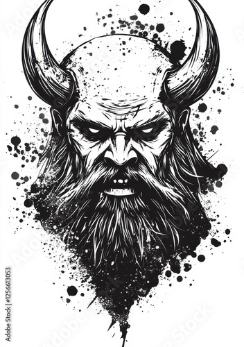 A raging, bearded, and colossal berserker, gripping an ax and a shield, unleashes a deafening yell, hoisting his weapon above his head in a 2D rendering.