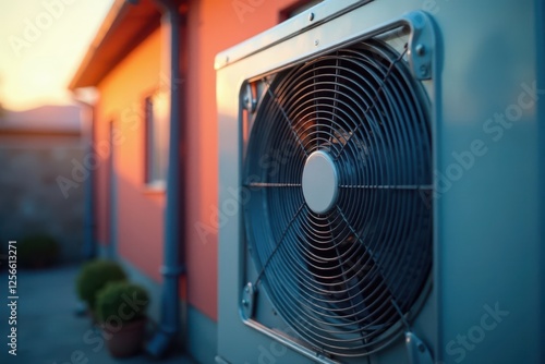 Wallpaper Mural Close-up of air source heat pump condenser unit, cooling, coils Torontodigital.ca
