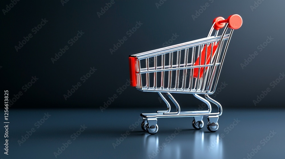 marketing and icon concept. Shopping cart on a dark background, symbolizing retail and consumerism. marketing and icon concept. Shopping cart on a dark background, symbolizing retail and consumerism.