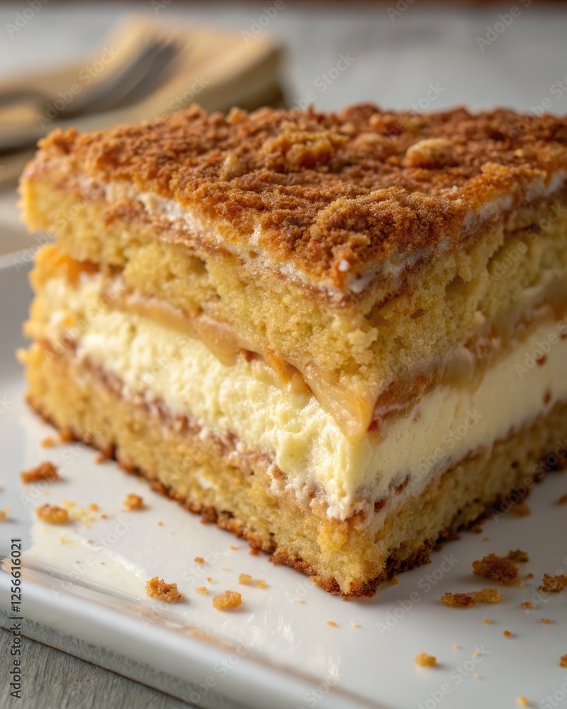 Luscious Layer Cake With Rich Frosting and Crumb Topping. Generative AI Luscious Layer Cake With Rich Frosting and Crumb Topping. Generative AI