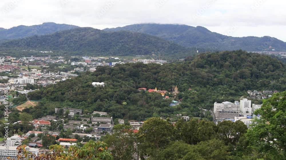 High angle nature video background with sea view, mountains, cool wind atmosphere while traveling to see the beauty of nature, Phuket tourist attractions High angle nature video background with sea view, mountains, cool wind atmosphere while traveling to see the beauty of nature, Phuket tourist attractions