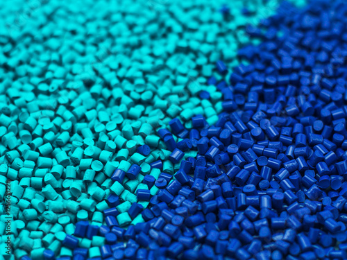 Electric blue and dark blue masterbatch granules,color pigment carrier polymer in plastic industry.Suitable for plastic company catalog design