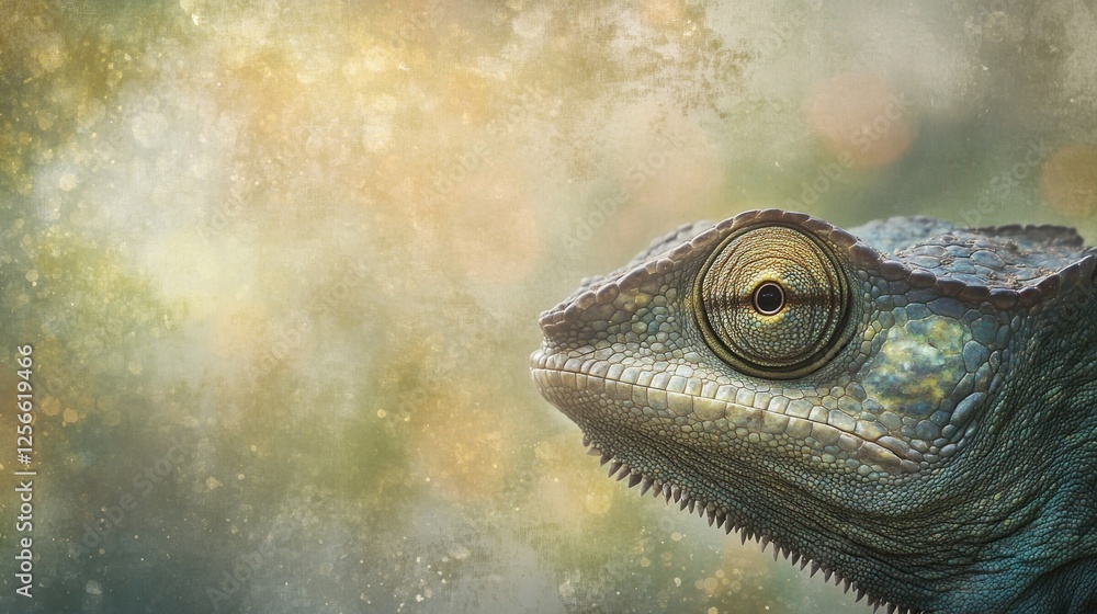 Chameleon Profile, Tropical Forest, Bokeh Background, Wildlife Photography Chameleon Profile, Tropical Forest, Bokeh Background, Wildlife Photography