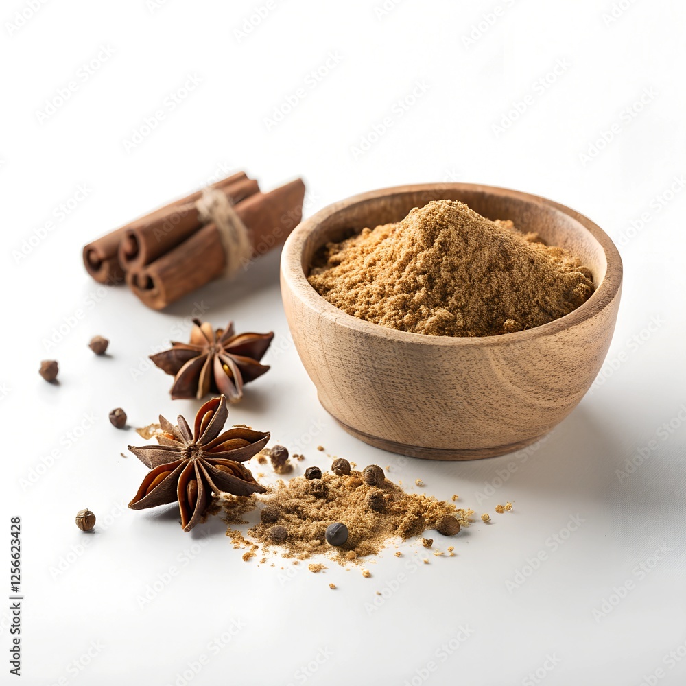 Image of Ground Spices and Whole Spices in a Wooden Bowl on a Pure White Background with Space for Labeling
Keywords: spices, ground spices, whole spices, wooden bowl, pure white surface, white backgr Image of Ground Spices and Whole Spices in a Wooden Bowl on a Pure White Background with Space for Labeling
Keywords: spices, ground spices, whole spices, wooden bowl, pure white surface, white backgr