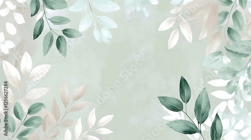 Elegant Green and White Leaves Botanical Design