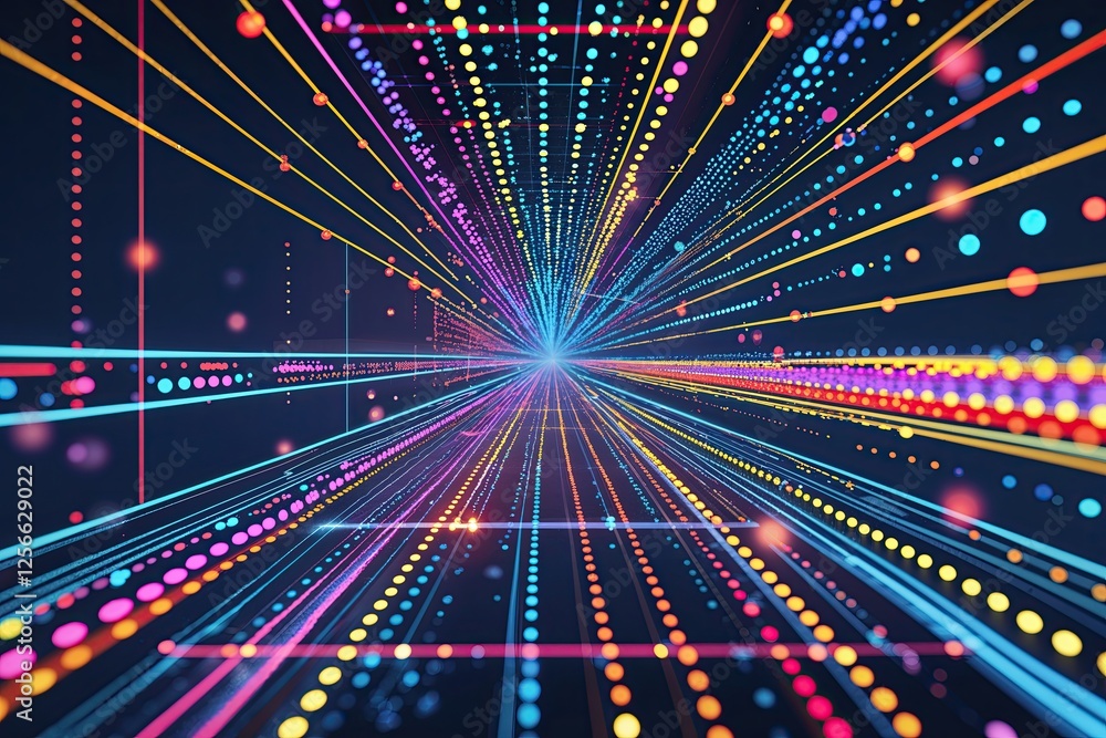 Fototapeta premium Dynamic Abstract Line and Dot Designs for Enhanced Data Visualization in Technology