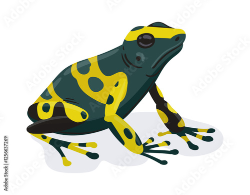 Exotic frog. Cartoon tropical rainforest amphibian animal, green exotic frog flat vector illustration. Cute frog on white background