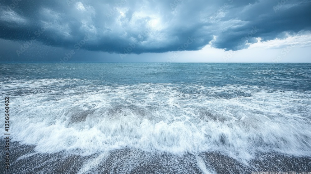Dramatic Stormy Sky Over Calm Ocean Waves Creating a Natural Background for Various Creative Projects and Commercial Uses Dramatic Stormy Sky Over Calm Ocean Waves Creating a Natural Background for Various Creative Projects and Commercial Uses