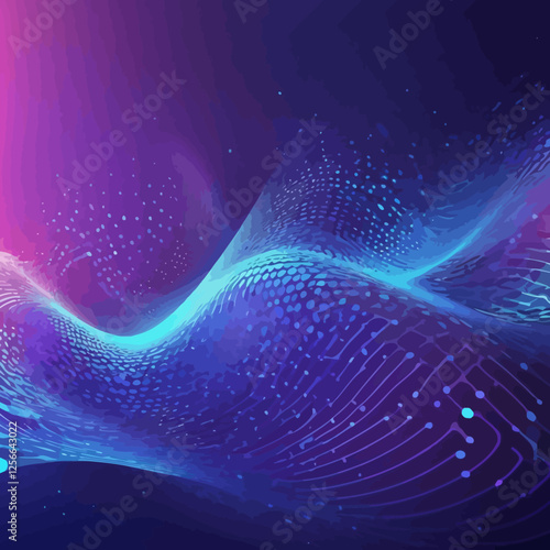 Digital Universe: An abstract visual of interconnected digital wave with lights and shades.