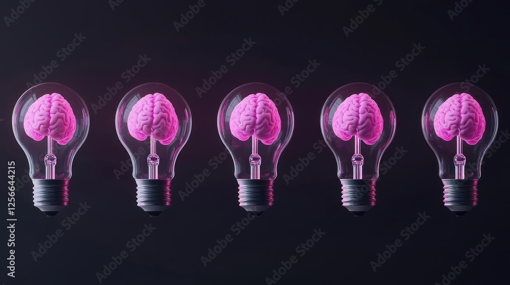 Pink Glowing Brain Lightbulbs Pink Glowing Brain Lightbulbs