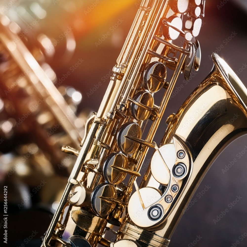 Fototapeta premium saxophone wind instrument, AI generated