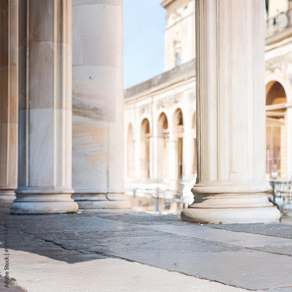 Fototapeta premium marble columns in neo-renaissance style, AI generated