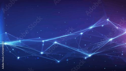 Networked Brilliance: An abstract representation of interconnected nodes forming a dynamic network against a vibrant blue backdrop, symbolizing the intricate connections and digital progress.